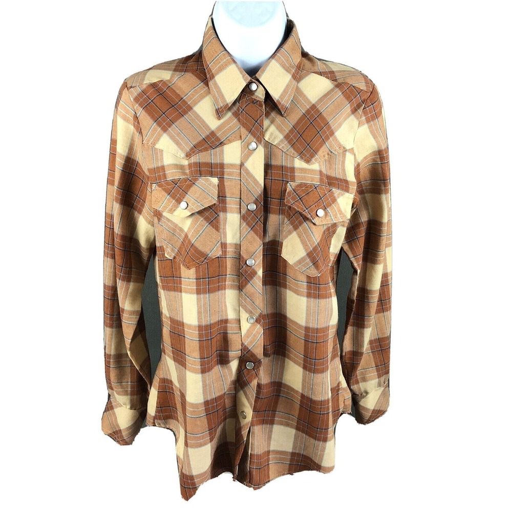 French Accent Vintage 70s Cowboy Western Shirt Size Small Pearl Snaps Rodeo‎